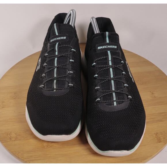Skechers Summits Cool Classic Walking Sneakers Shoes Women 9 Black Blue - Picture 2 of 15